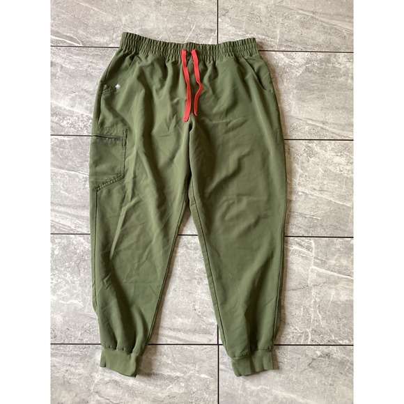 Figs Pants - FIGS Zamora Jogger Scrub Pants Olive Green Red Drawstring Women XXL W20SW2020